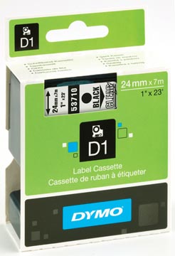 Een Dymo D1 tape 24 mm, transparant op zwart koop je bij ShopXPress