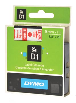 Een Dymo D1 tape 9 mm, rood op wit koop je bij ShopXPress