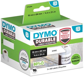 Een Dymo duurzame etiketten LabelWriter ft 19 x 64 mm, 2 x 450 etiketten koop je bij ShopXPress