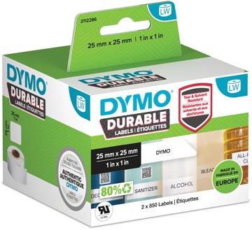 Een Dymo duurzame etiketten LabelWriter ft 25 x 25 mm, 2 x 850 etiketten koop je bij ShopXPress