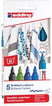 Een Edding textielstift 4500, set van 5 stuks in geassorteerde koele kleuren koop je bij ShopXPress