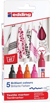 Een Edding textielstift 4500, set van 5 stuks in geassorteerde warme kleuren koop je bij ShopXPress