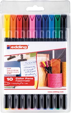 Een Edding viltstift 1200, etui van 10 stuks in geassorteerde kleuren koop je bij ShopXPress