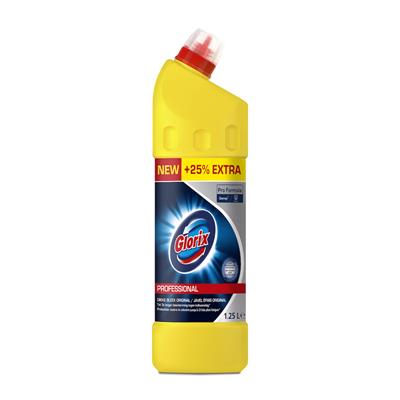 Een Glorix Pro Formula Toiletreiniger Dikke Bleek Original (met chloor) 12x1.25L - Dik bleekmiddel voor hygiënisch reinigen koop je bij ShopXPress