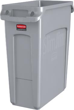 Een Rubbermaid Slim Jim, met luchtsleuven, 60 l, grijs koop je bij ShopXPress