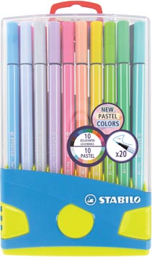 Een STABILO Pen 68 Pastel viltstift, etui van 20 stuks in geassorteerde kleuren koop je bij ShopXPress