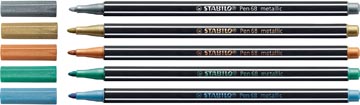 Een STABILO Pen 68 metallic viltstift, display van 60 stuks in 5 geassorteerde kleuren koop je bij ShopXPress