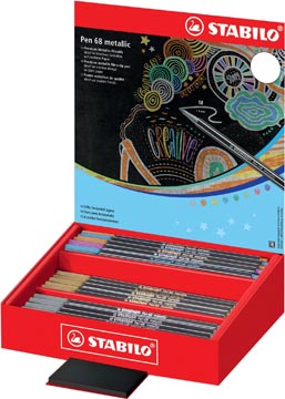 Een STABILO Pen 68 metallic viltstift, display van 60 stuks in 8 geassorteerde kleuren koop je bij ShopXPress