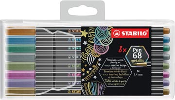 Een STABILO Pen 68 metallic viltstift, etui van 8 kleuren koop je bij ShopXPress