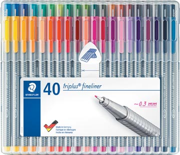 Een Staedtler fineliner Triplus, opstelbare box met 40 kleuren koop je bij ShopXPress