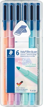 Een Staedtler viltstift Triplus Color, opstelbare box met 6 pastelkleuren koop je bij ShopXPress