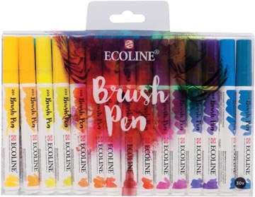 Een Talens Ecoline Brush pen, etui met 30 stuks in geassorteerde kleuren koop je bij ShopXPress