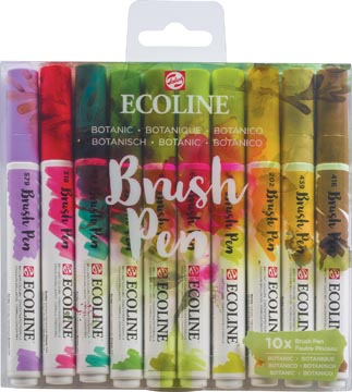 Een Talens Ecoline Brush pen, etui van 10 stuks, botanisch koop je bij ShopXPress