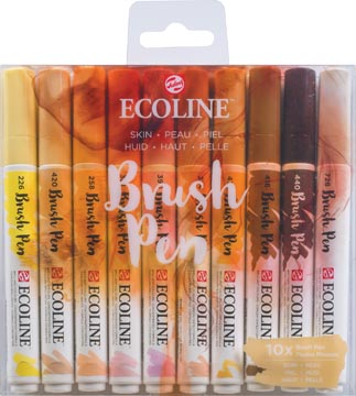 Een Talens Ecoline Brush pen, etui van 10 stuks, huid koop je bij ShopXPress