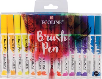 Een Talens Ecoline Brush pen, etui van 30 stuks in geassorteerde kleuren koop je bij ShopXPress