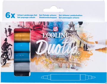 Een Talens Ecoline Duotip Brush pen, etui van 6 stuks, urban landscape koop je bij ShopXPress