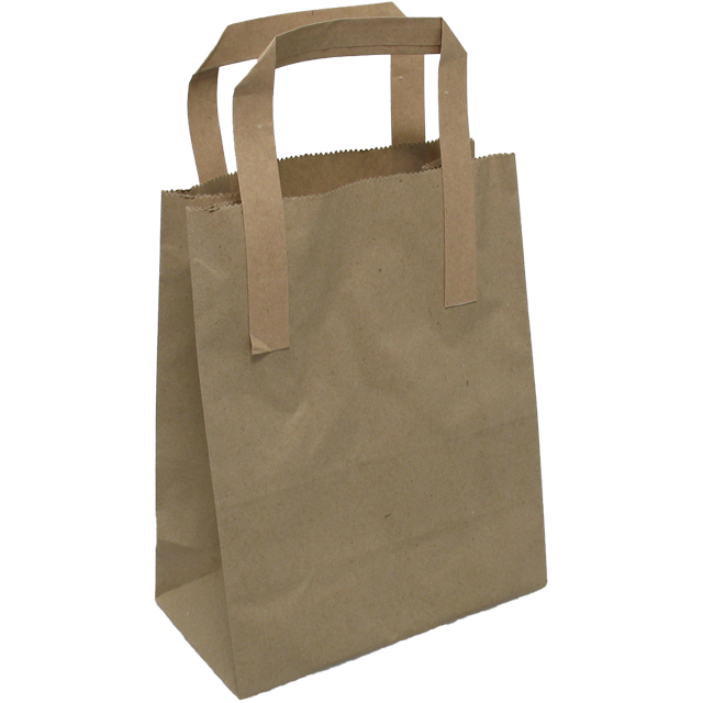 Een Tas, Papier, platte handgreep, 17.5x 9x21cm, draagtas, bruin koop je bij ShopXPress